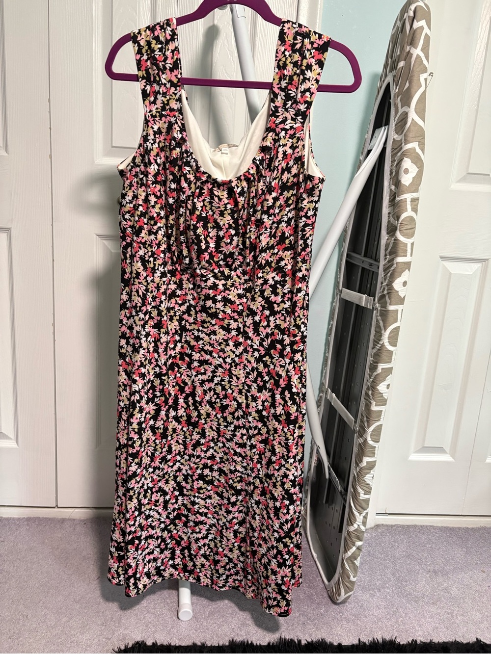 Floral Sleeveless Black & Pink Summer Dress Size 20W